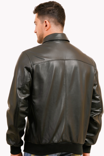 100% WASHED LEATHER COLLAR BOMBOR JACKET MX 55