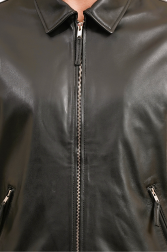 100% WASHED LEATHER COLLAR BOMBOR JACKET MX 55