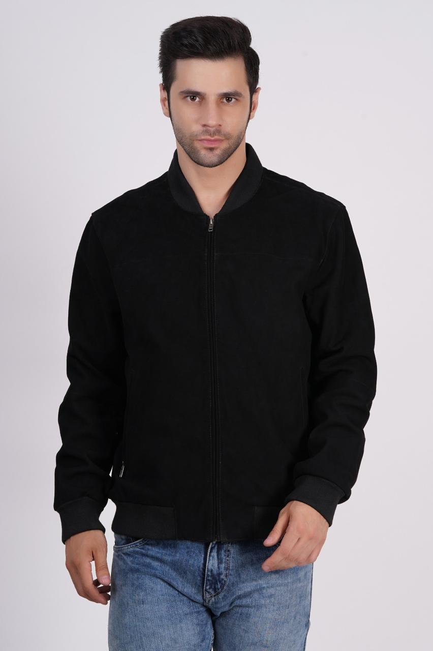 100% Italian Suede Bomber Jacket - | MX91