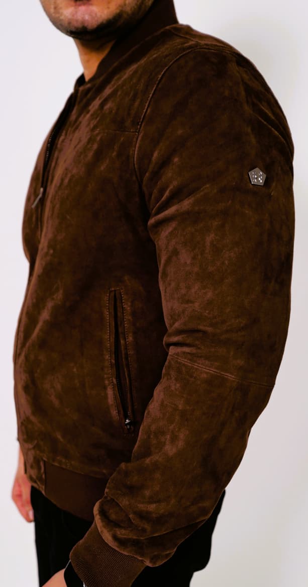 100% Italian Suede Bomber Jacket - | MX91