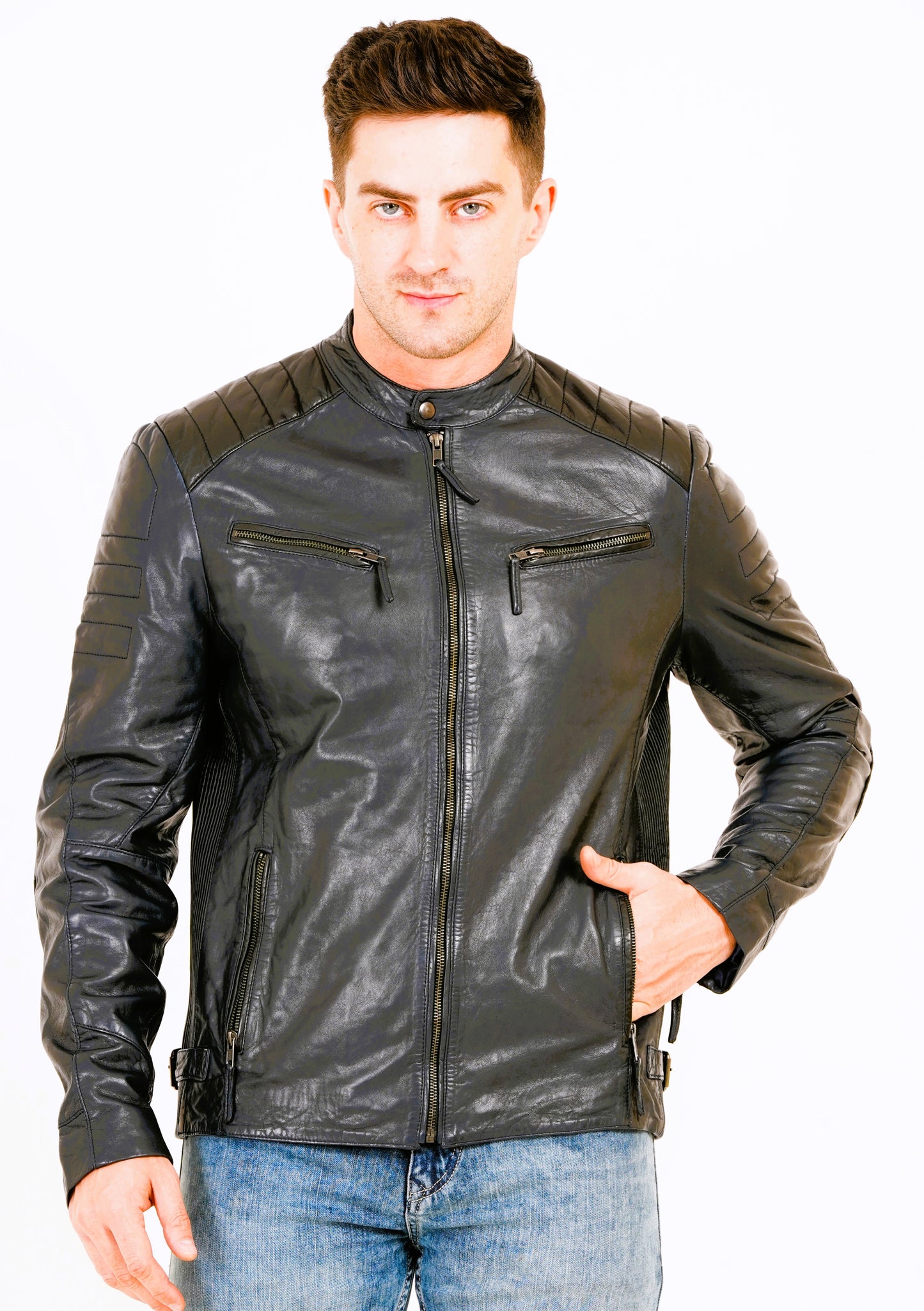 100% Heavy Washed Smith Jacket - Blue | MX93
