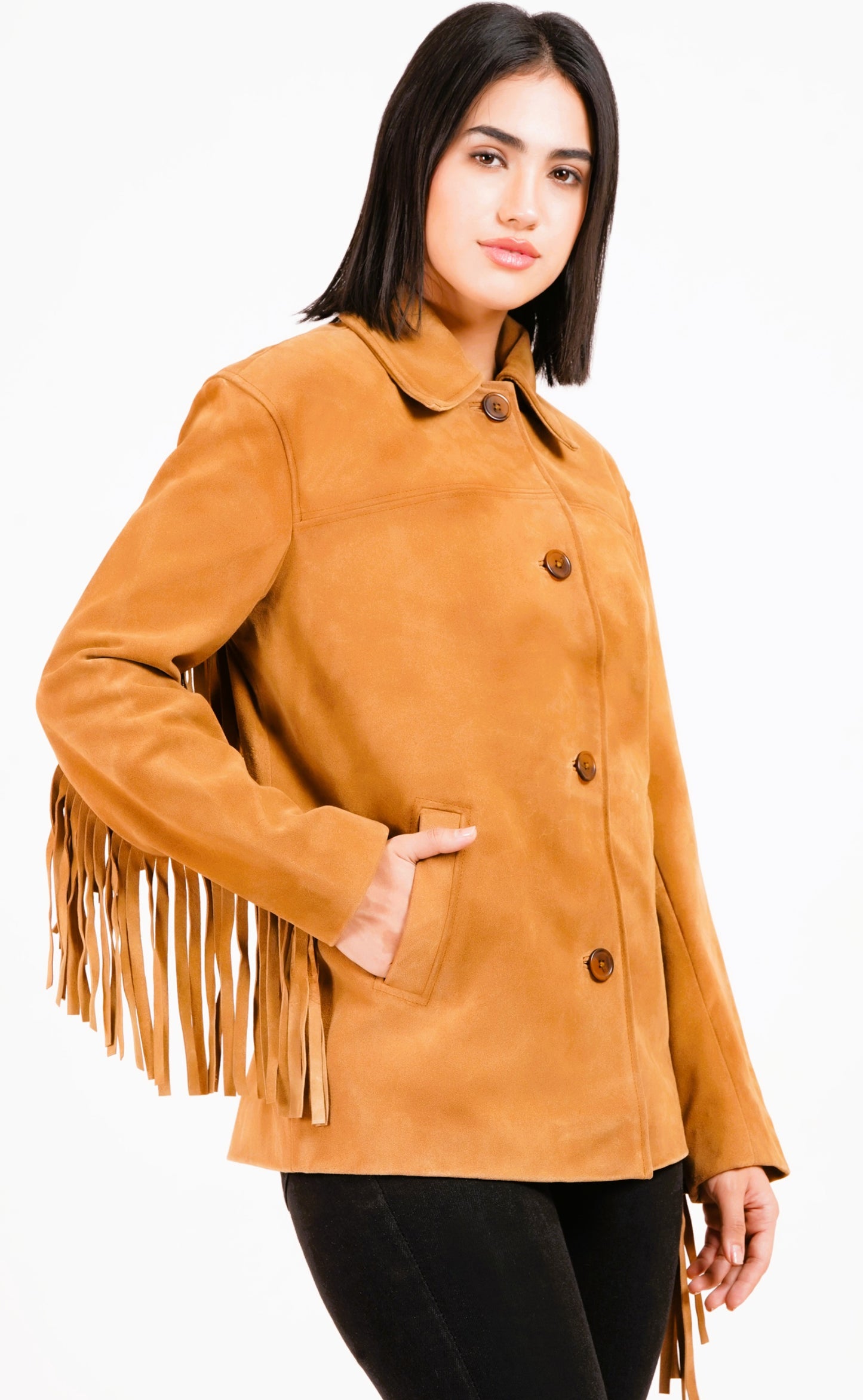 100% Suede Fringes Jacket | WX016