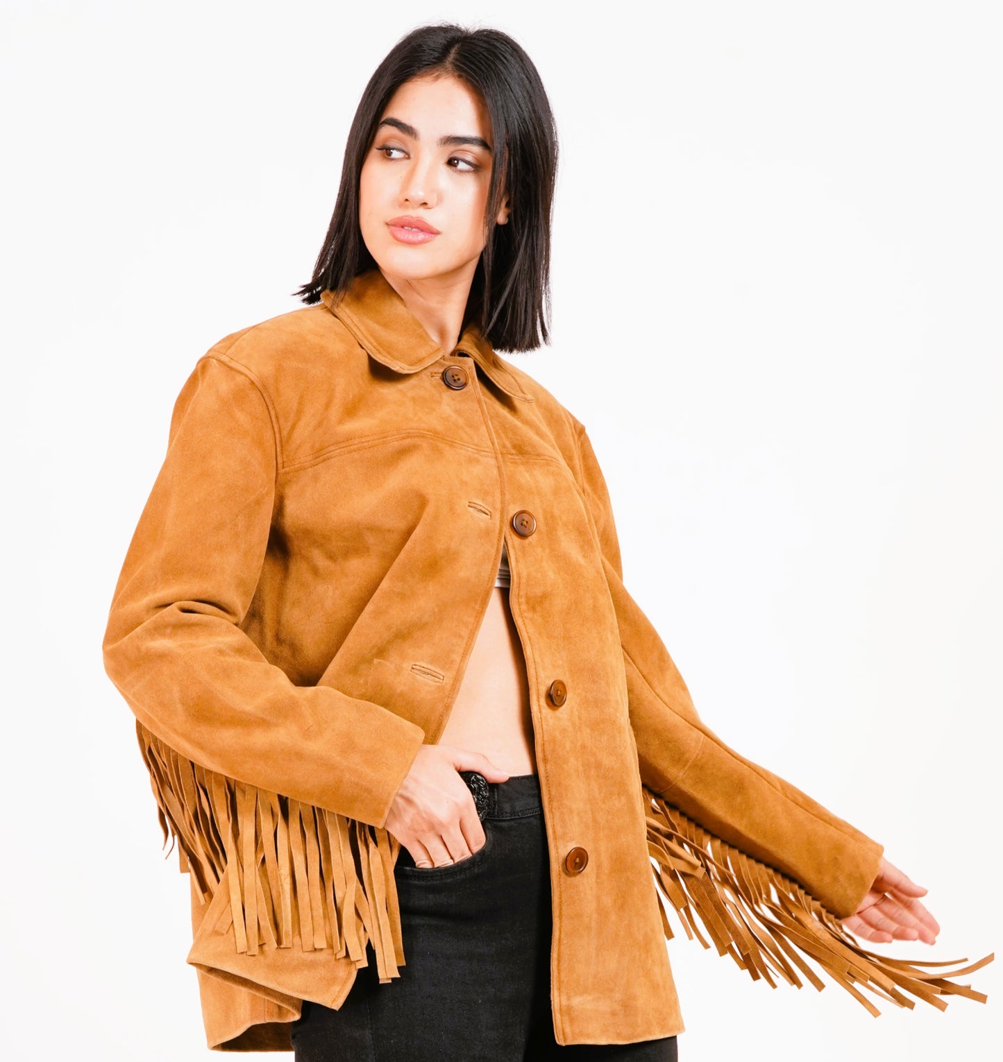 100% Suede Fringes Jacket | WX016