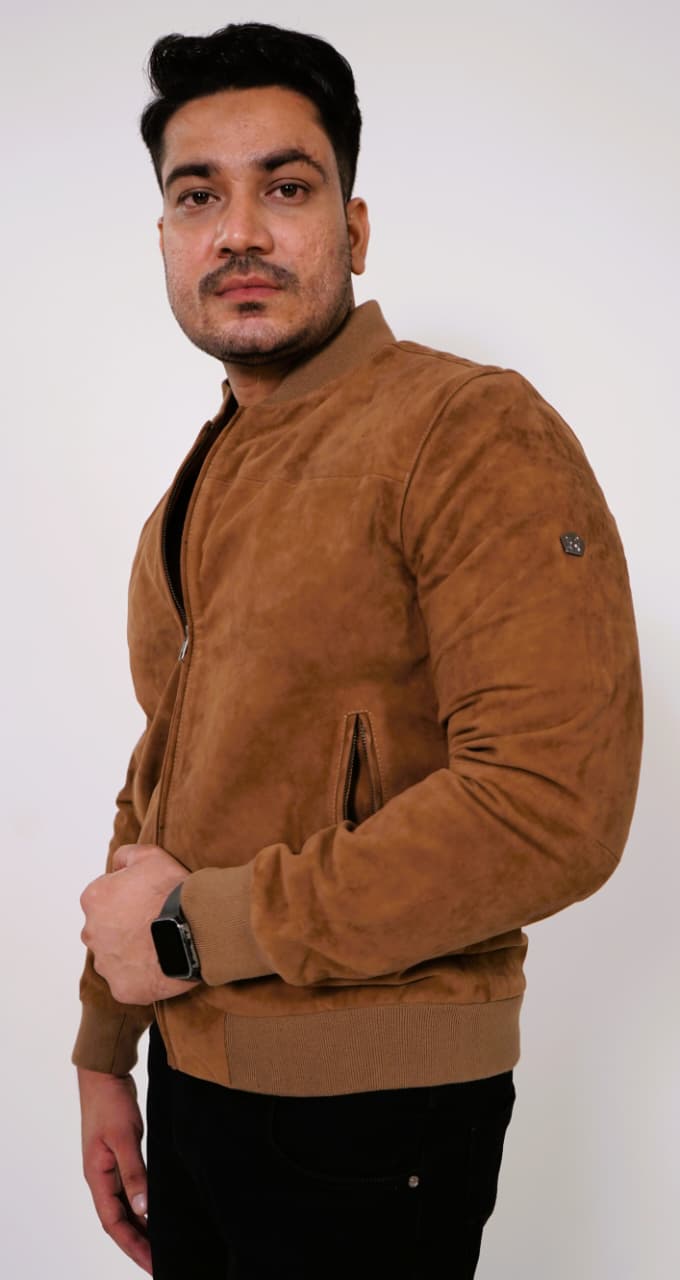 100% Italian Suede Bomber Jacket - | MX91