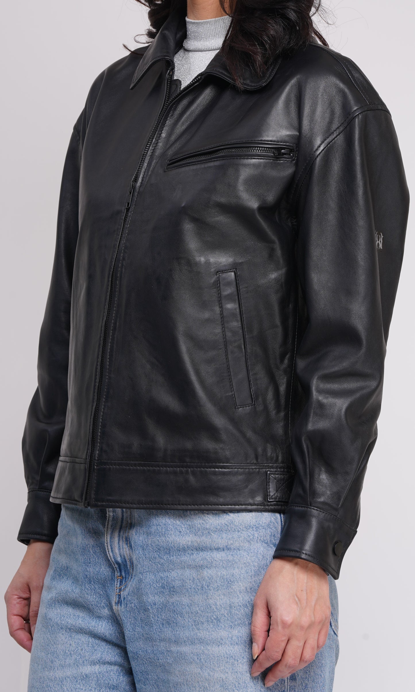 100% Leather Oversized Bombor Jacket - WX 101