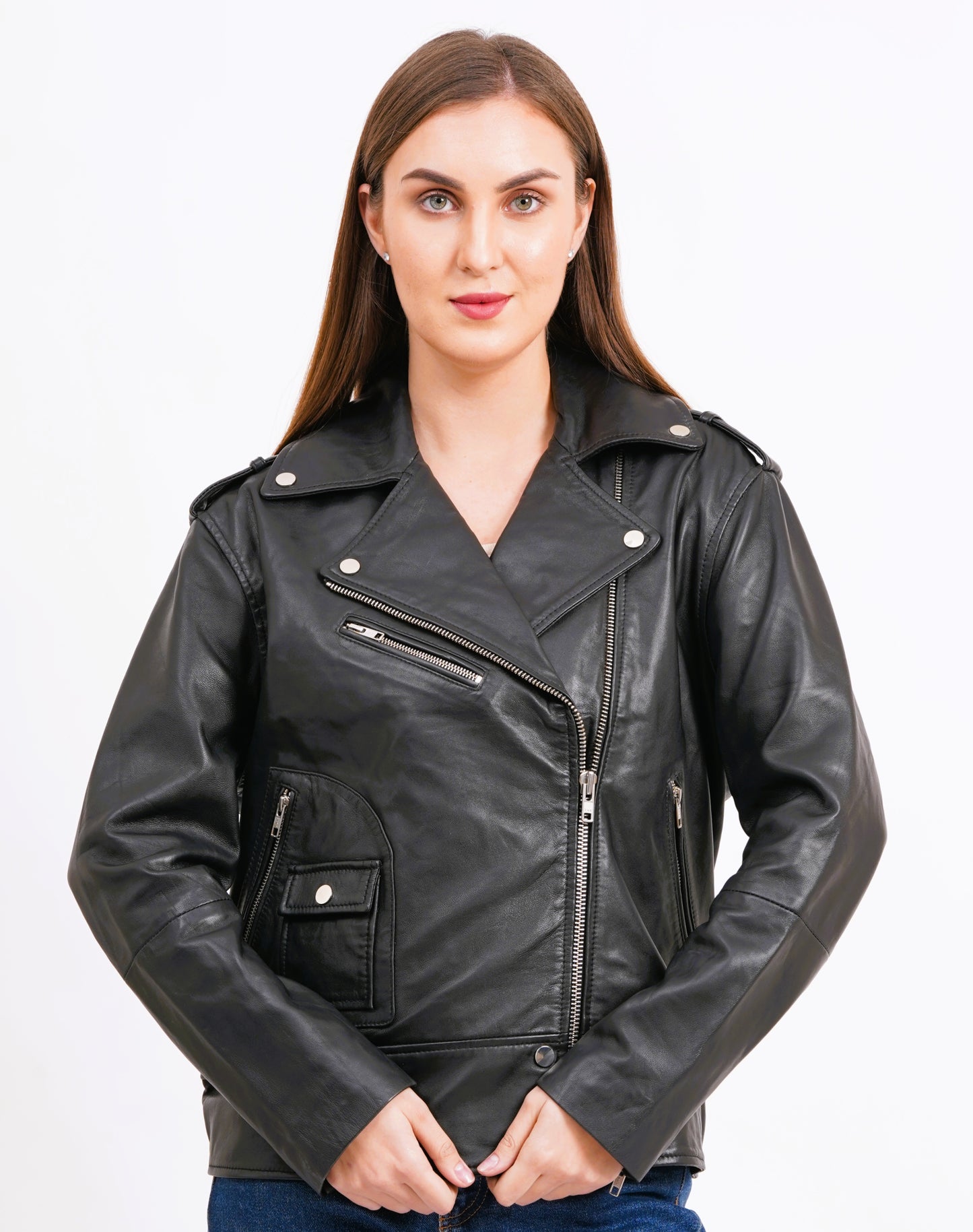 100% Leather Oversized Biker Jacket | WX015