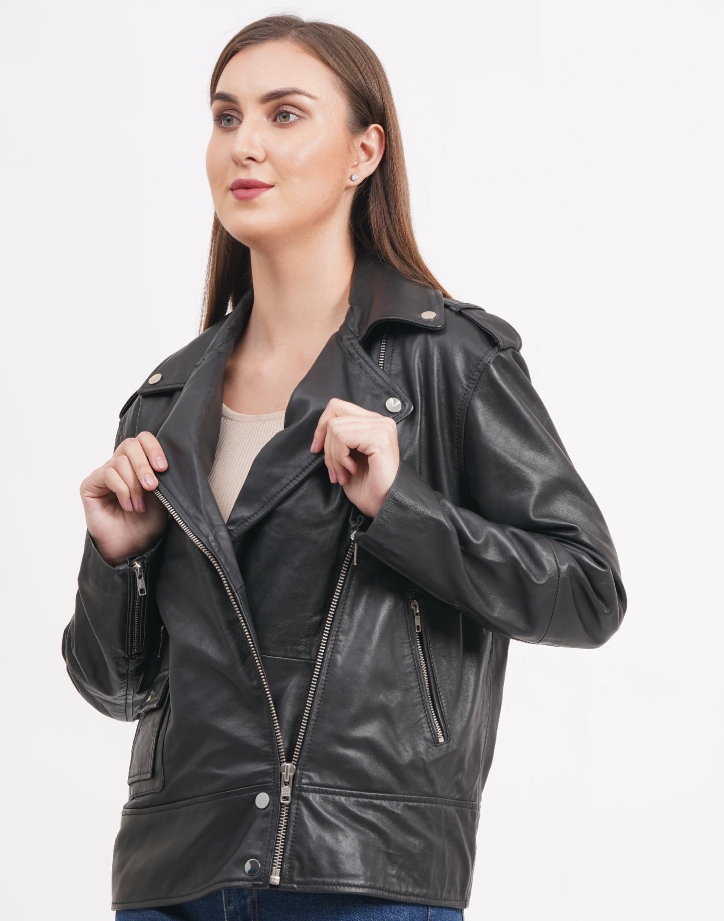 100% Leather Oversized Biker Jacket | WX015