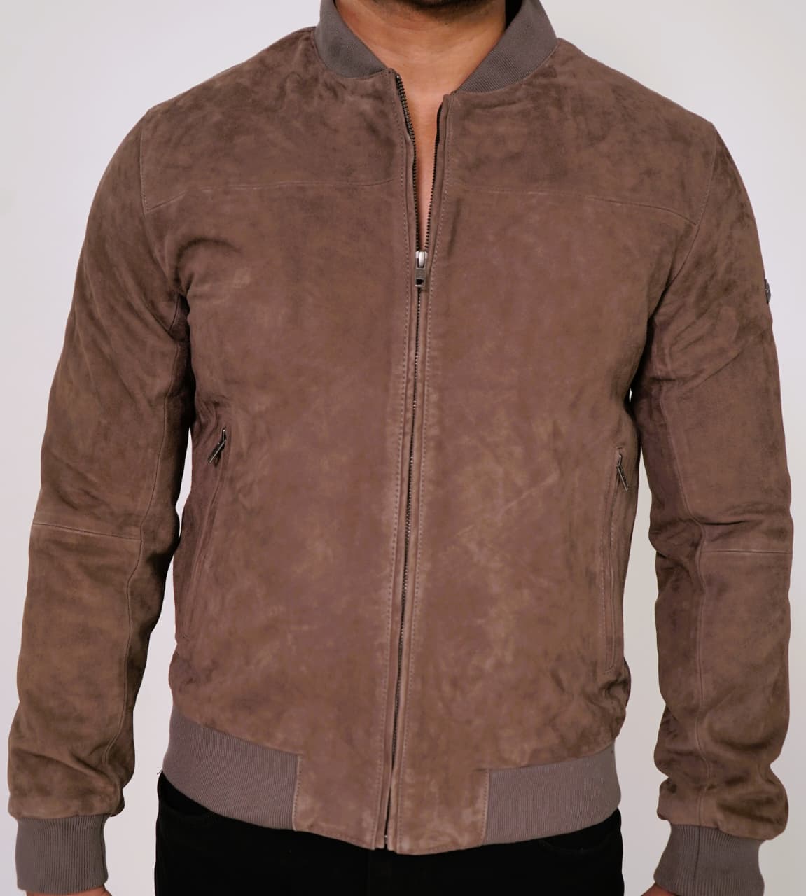 100% Italian Suede Bomber Jacket - | MX91