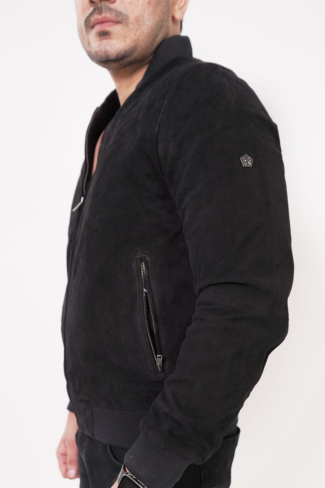 100% Italian Suede Bomber Jacket - | MX91