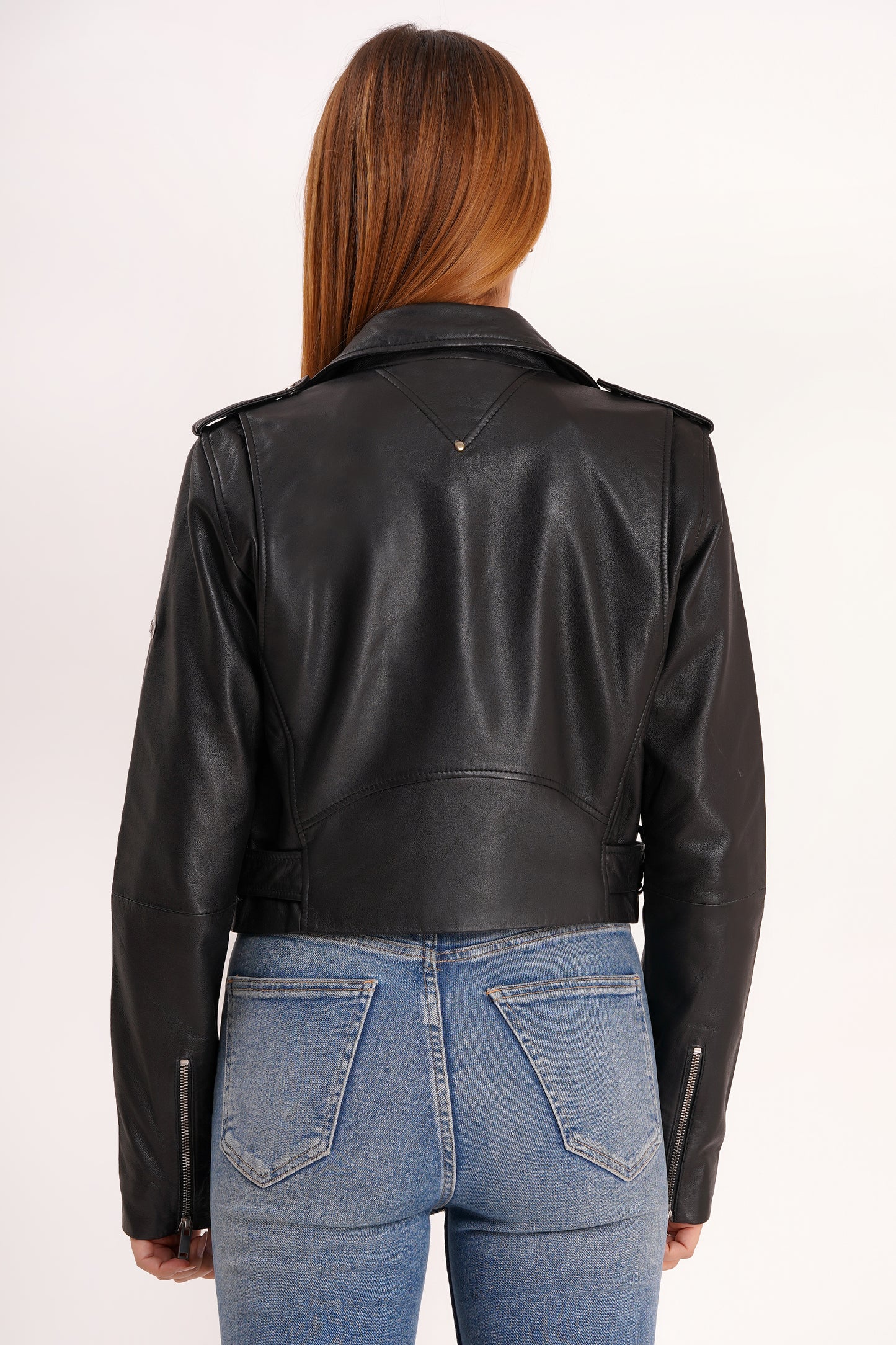 100% LEATHER CROP BIKER ALEX JACKET | WX 21