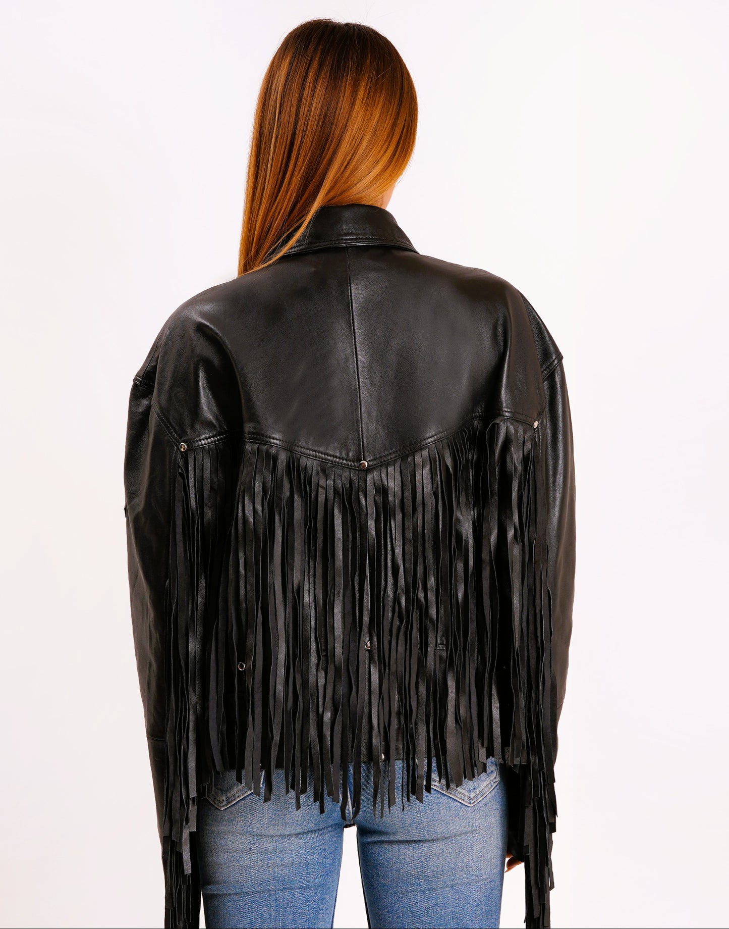 100% LEATHER OVERSIZED FINGES BIKER | WX 014