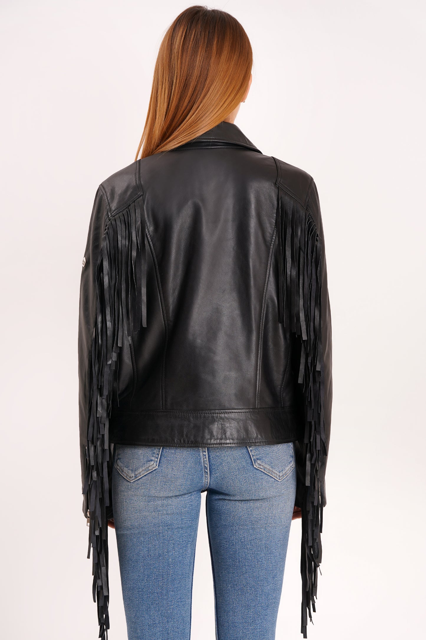 100% Leather Fringes Biker Jacket | WX32