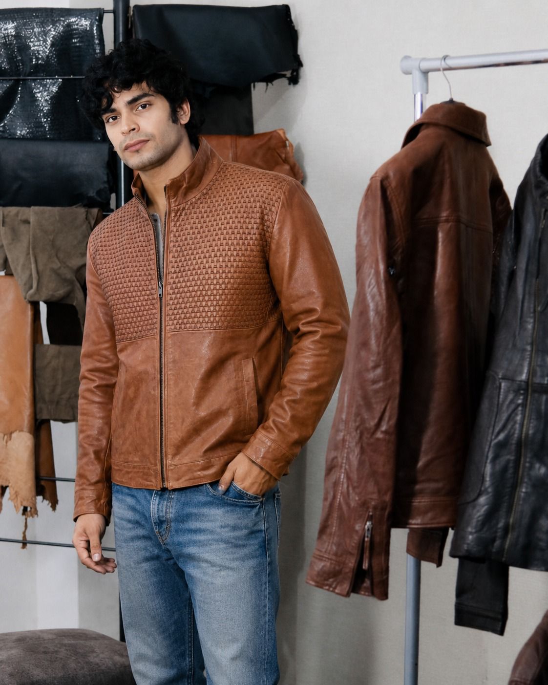 Men's Premium Leather Zipper Jacket MX 07