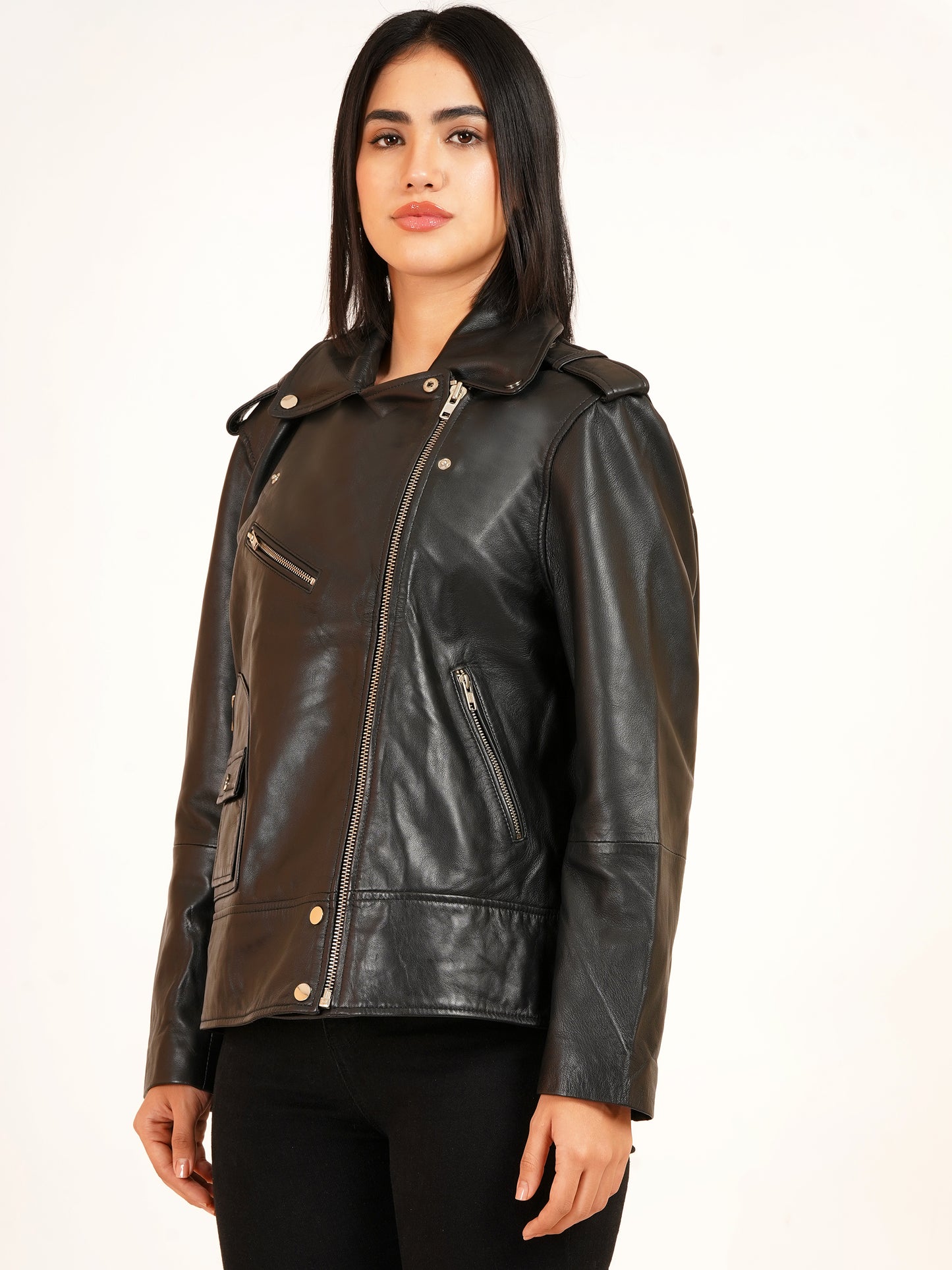 100% Leather Oversized Biker Jacket | WX015