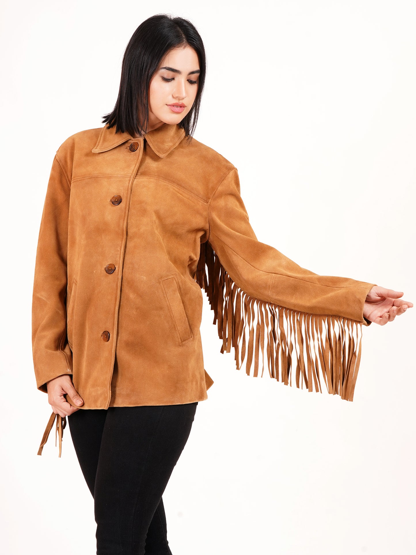 100% Suede Fringes Jacket | WX016