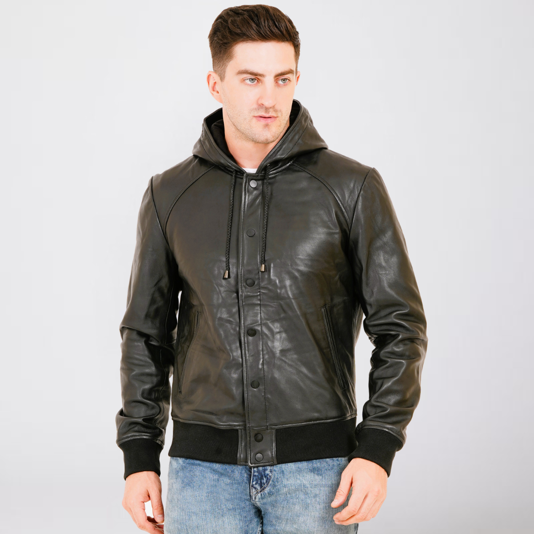 100% LEATHER WITH HOODED JACKET MX 36