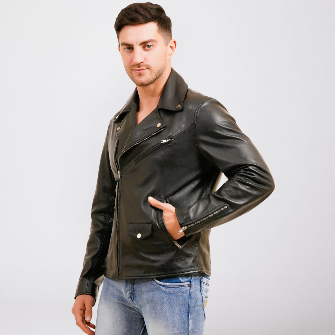 100% LEATHER MOTORCYCLE FLAP PACKET BIKER MX 52 (SILVER ZIPPER)