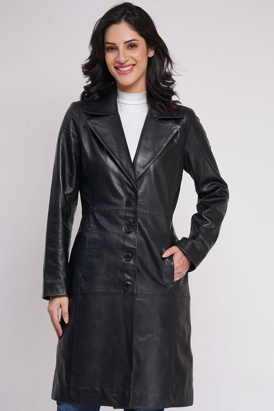 100% Leather Trench Coat (WX 130)
