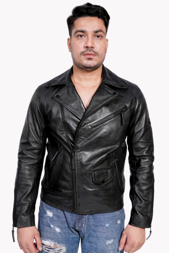 100% LEATHER MOTORCYCLE FLAP PACKET BIKER MX 54 (BLK OXODIZED ZIPPER)