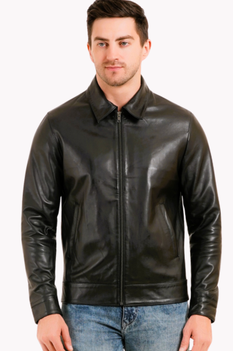 100% LEATHER HARRINGTON COLLAR JACKET MX 58