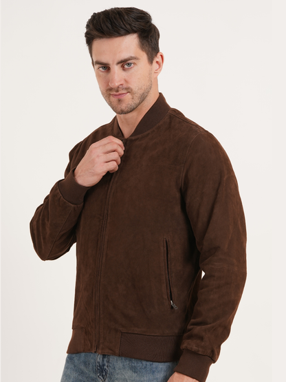 100% Italian Suede Bomber Jacket - | MX 91