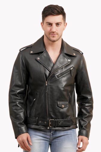 100% LEATHER ICONIC BIKER JACKET MX 39
