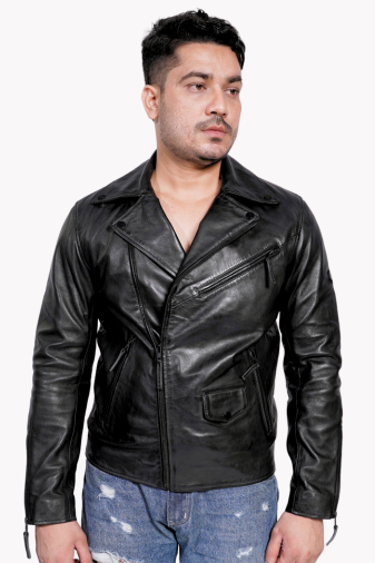 100% LEATHER MOTORCYCLE FLAP PACKET BIKER MX 54 (BLK OXODIZED ZIPPER)
