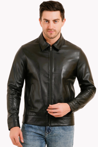 100% LEATHER HARRINGTON COLLAR JACKET MX 58