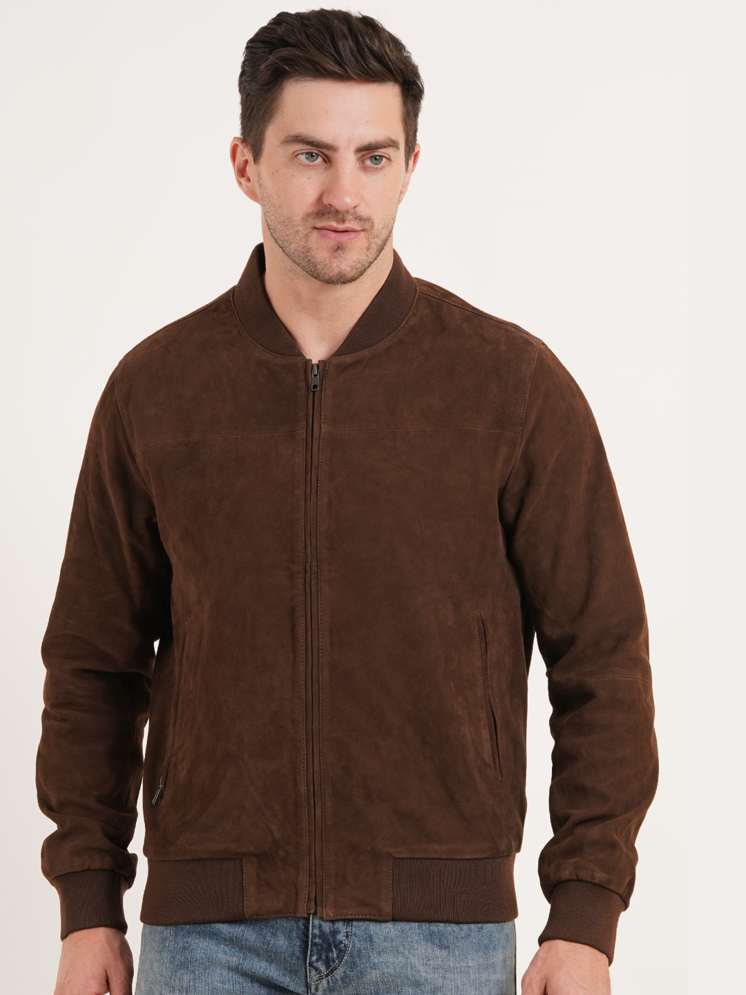 100% Italian Suede Bomber Jacket - | MX 91