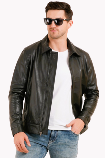 100% LEATHER HARRINGTON COLLAR JACKET MX 58