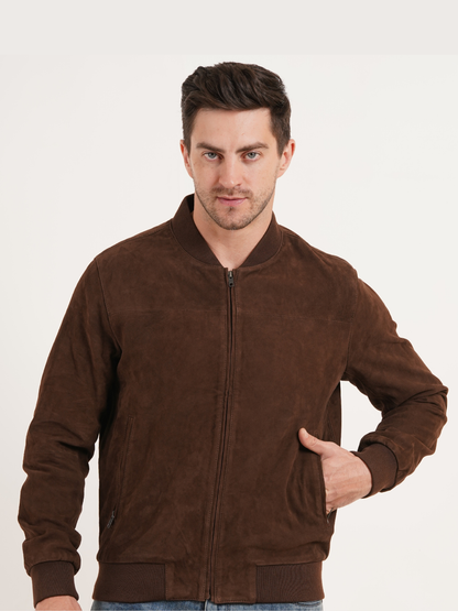 100% Italian Suede Bomber Jacket - | MX 91
