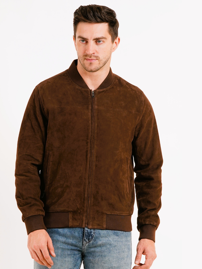 100% Italian Suede Bomber Jacket - | MX 91