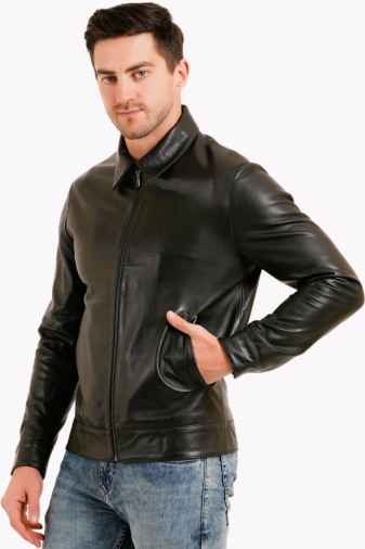 100% LEATHER HARRINGTON COLLAR JACKET MX 58