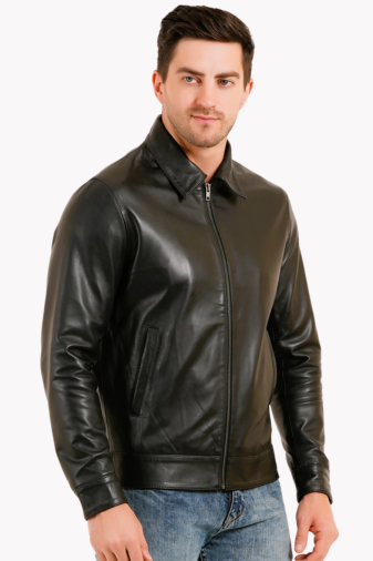 100% LEATHER HARRINGTON COLLAR JACKET MX 58