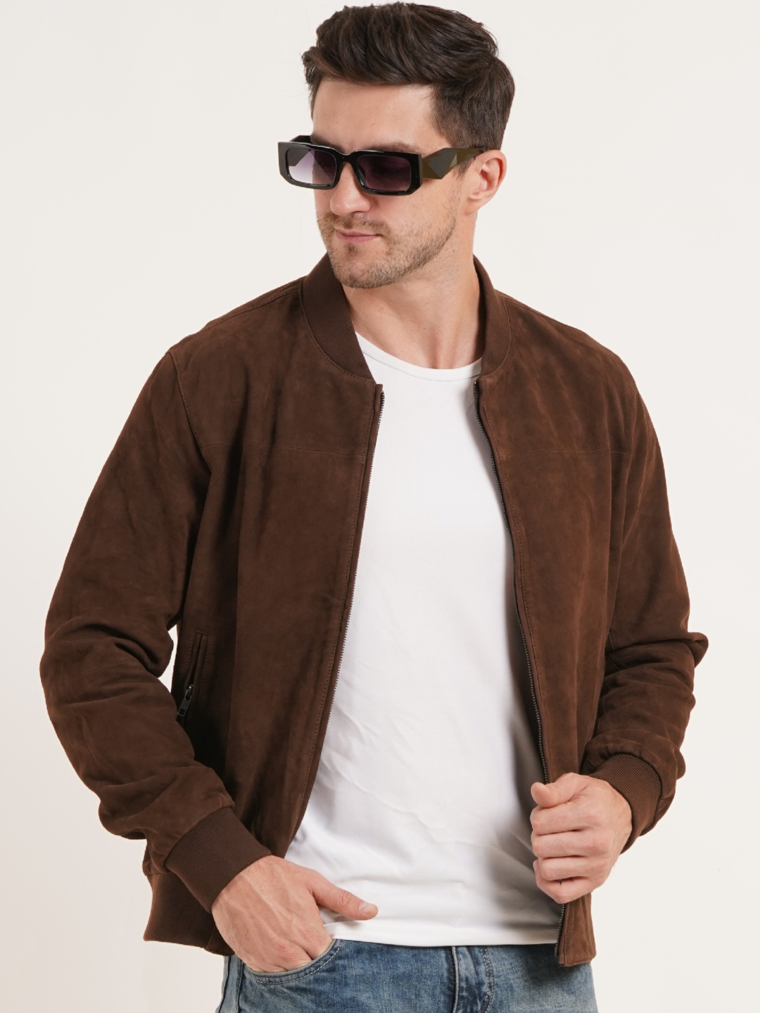 100% Italian Suede Bomber Jacket - | MX 91