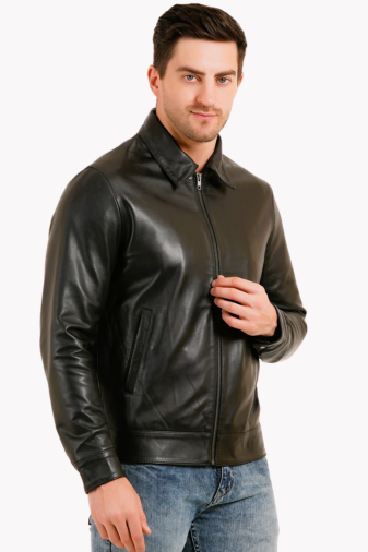 100% LEATHER HARRINGTON COLLAR JACKET MX 58
