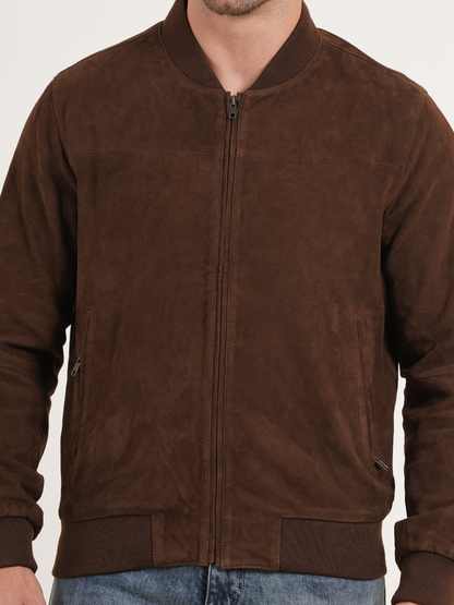 100% Italian Suede Bomber Jacket - | MX 91