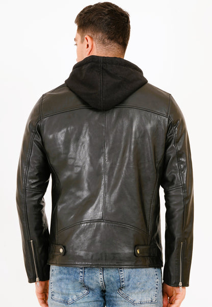 100% LEATHER WITH DETACHABLE HOOD JACEKT MX 45
