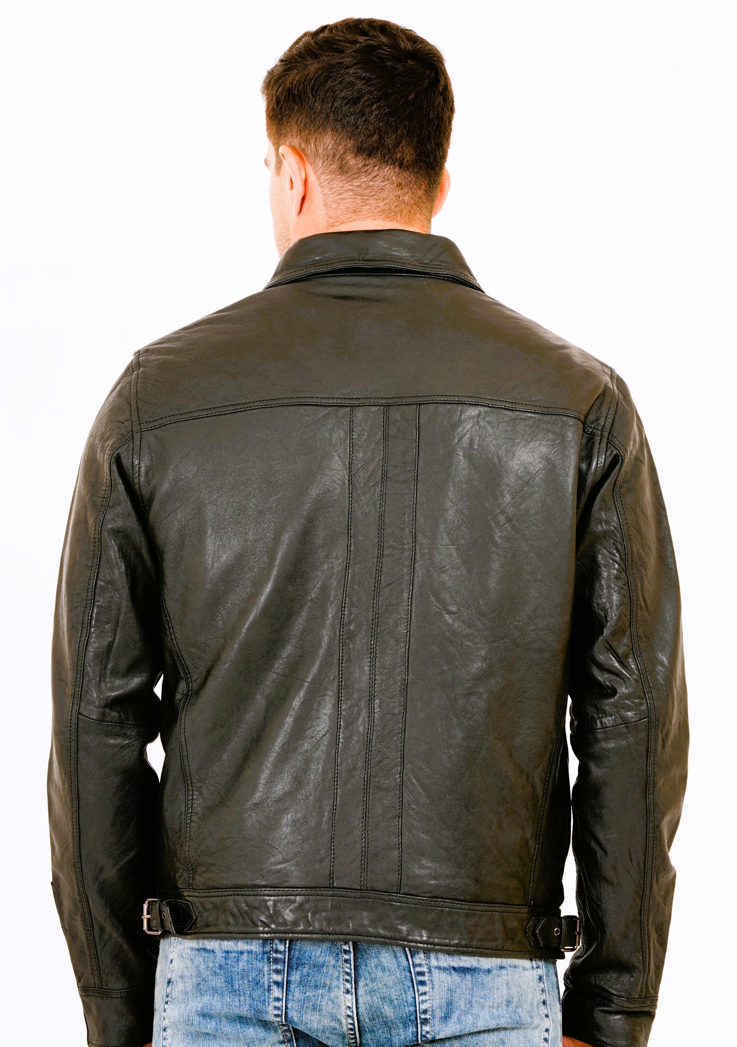 100% HEAVY WASHED SILVY COLLAR JACKET - BLACK | MX92