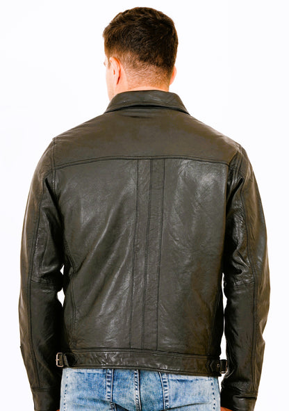 100% HEAVY WASHED SILVY COLLAR JACKET - BLACK | MX92