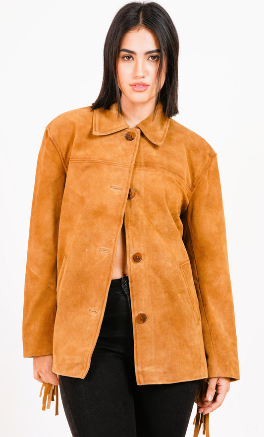 100% Suede Fringes Jacket | WX016