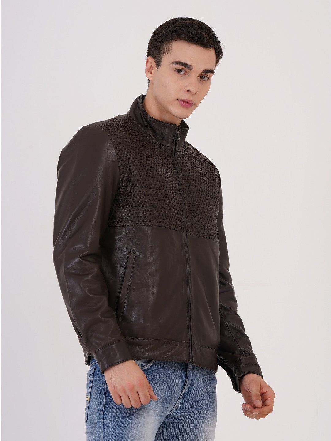 Men's Premium Leather Zipper Jacket MX 07