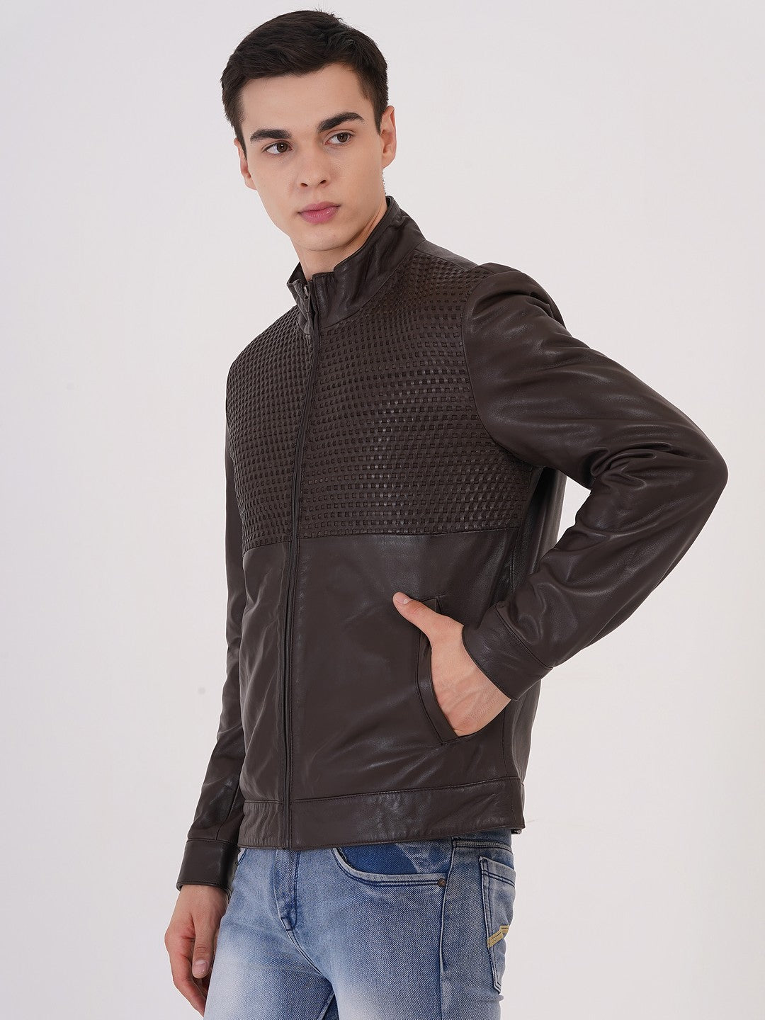 Men's Premium Leather Zipper Jacket MX 07