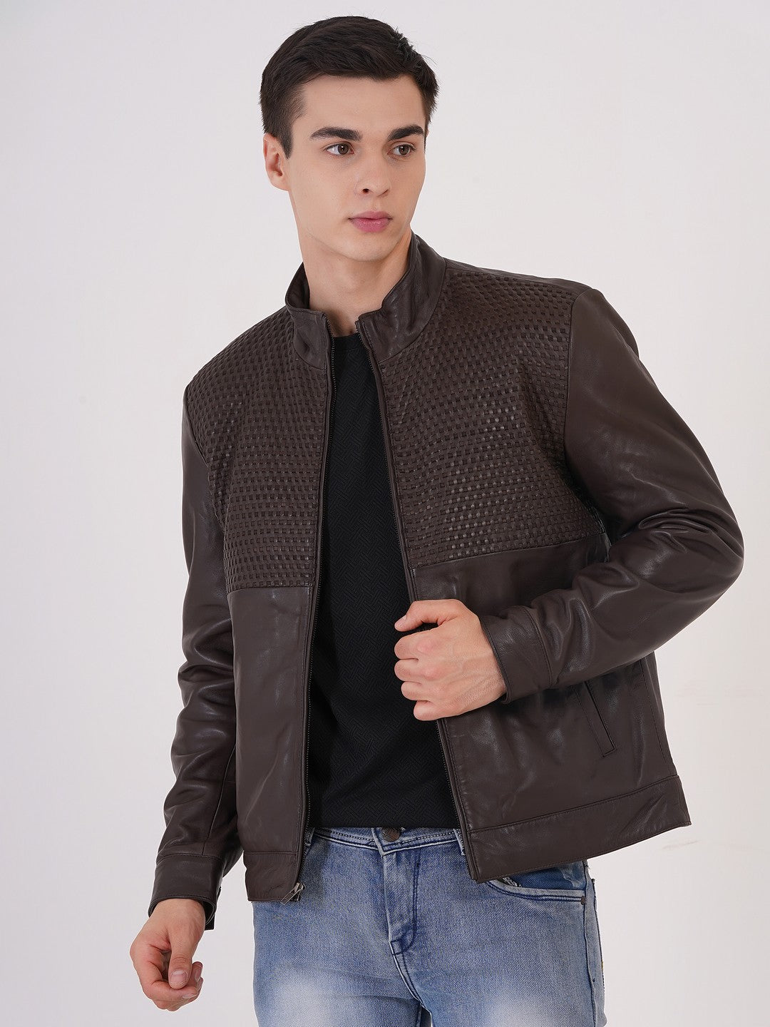 Men's Premium Leather Zipper Jacket MX 07