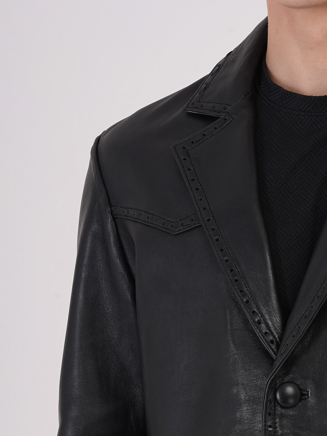 100% Leather Mens Weaving Blazer | MX 3