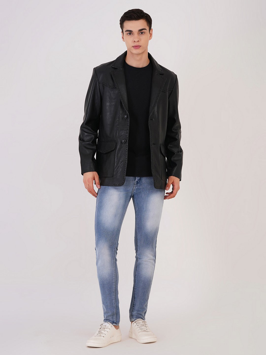 100% Leather Mens Weaving Blazer | MX 3