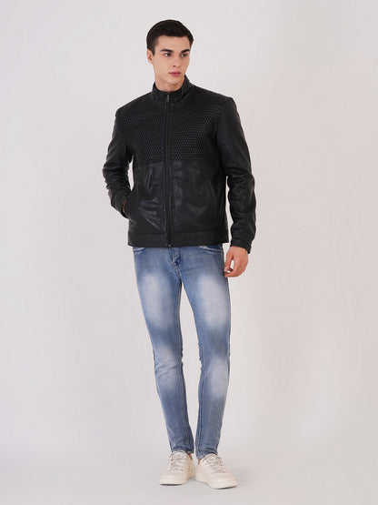 Men's Premium Leather Zipper Jacket MX 07