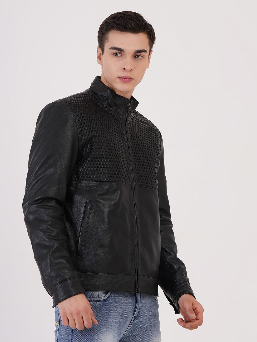 Men's Premium Leather Zipper Jacket MX 07