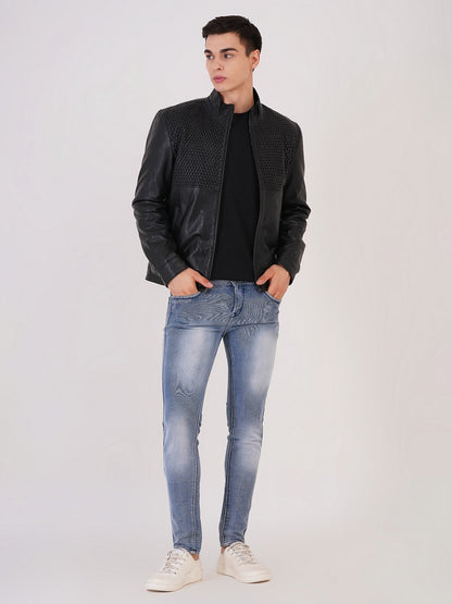 Men's Premium Leather Zipper Jacket MX 07