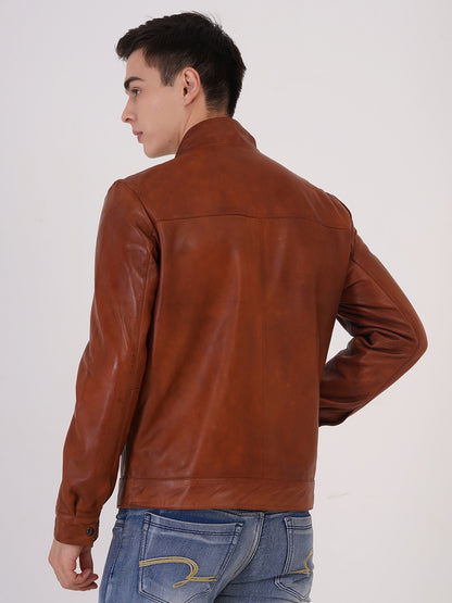 Men's Premium Leather Zipper Jacket MX 07